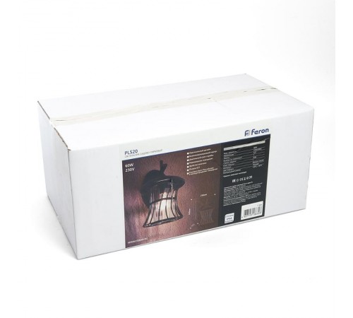 Светильник садово-парковый PL520 60W E27 230V, черный  11888  Feron