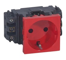 Розетка Mosaic 2M 2P+Т нем.ст.(красная)  077611  Legrand