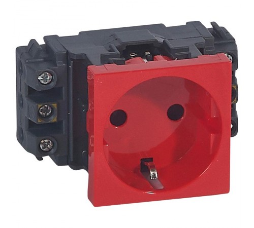 Розетка Mosaic 2M 2P+Т нем.ст.(красная)  077611  Legrand