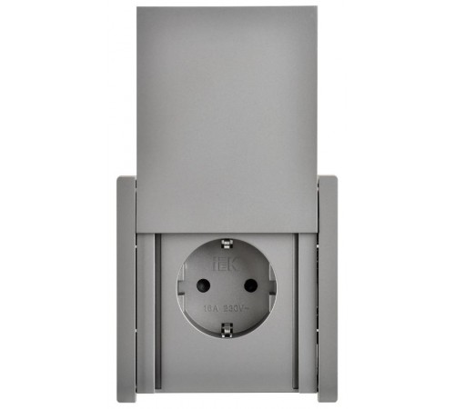 FORTE&PIANO Розетка с заземлением, со шторками, с крышкой в/к 16А IP44 FP521 сталь  FP-R16-16-44-K46  IEK
