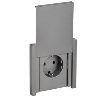 FORTE&PIANO Розетка с заземлением, со шторками, с крышкой в/к 16А IP44 FP521 сталь  FP-R16-16-44-K46  IEK