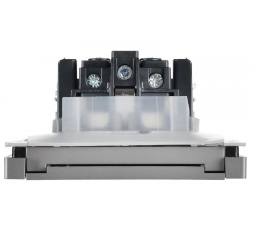 FORTE&PIANO Розетка с заземлением, со шторками, с крышкой в/к 16А IP44 FP521 сталь  FP-R16-16-44-K46  IEK