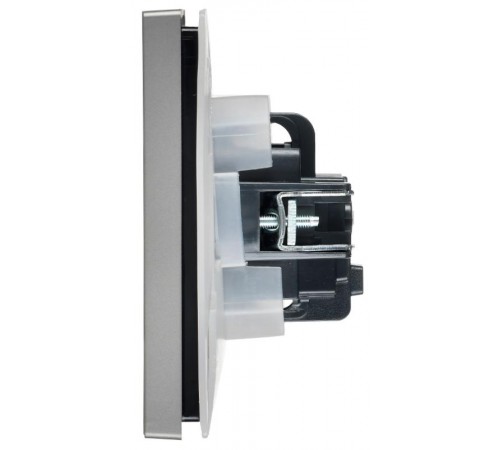 FORTE&PIANO Розетка с заземлением, со шторками, с крышкой в/к 16А IP44 FP521 сталь  FP-R16-16-44-K46  IEK