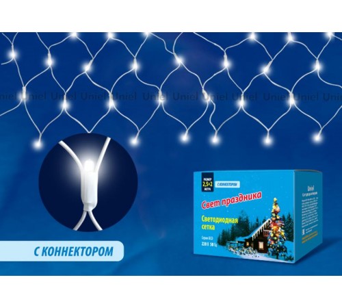 Гирлянда-сетка светодиодная  с эффектом мерцания  ULD-N2520-240/TWK WHITE IP67   25х2м. соед 240 диодов. белый свет. шнур белый  UL-00001354  Uniel