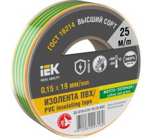 Изолента 0,15х19мм желто-зеленая 25м  EX-IZ10-C15-19-25-K52  IEK