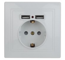 1-410-01 Intro Розетка+USB, IP20, СУ, Plano, белый  Б0043247  Intro
