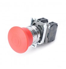 Кнопка аварийного останова SB4 в сборе 22мм 40мм тяни-толкай металл 1НО+1НЗ  SB4BT845  SE