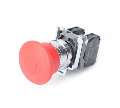Кнопка аварийного останова SB4 в сборе 22мм 40мм тяни-толкай металл 1НО+1НЗ  SB4BT845  SE