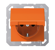 Штепсельная розетка SCHUKO 16A 250V~ с крышкой; оранжевая  AS1520BFKLO  Jung