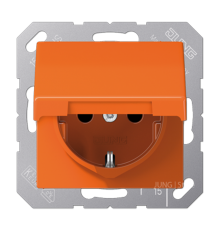 Штепсельная розетка SCHUKO 16A 250V~ с крышкой; оранжевая  AS1520BFKLO  Jung