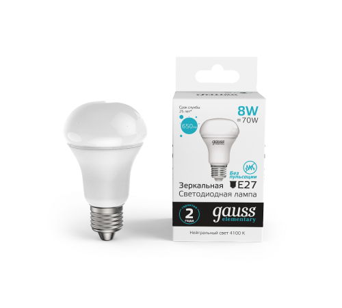 Лампа светодиодная Elementary R63 8W 650lm 4100K Е27 LED 1/10/50  63228  Gauss