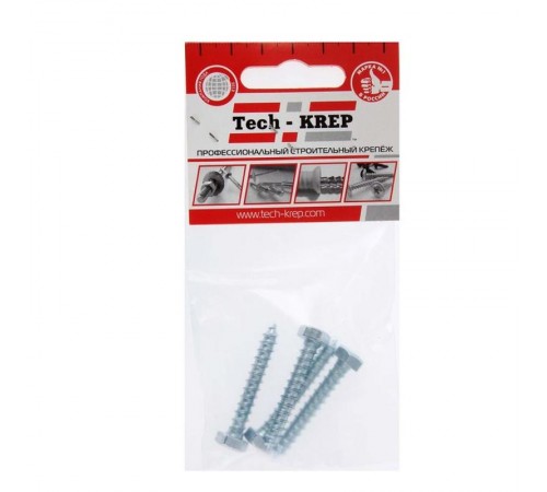 Болт DIN 571 сантехнический оцинк 6х60 (4 шт) - пакет ( 0,045 кг)  102582  Tech-KREP
