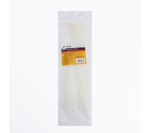 Хомут нейлоновый 3,6x300 мм, d пучка max 80 мм, нагрузка 18 кг, белый (100шт в упак)  32781  STEKKER
