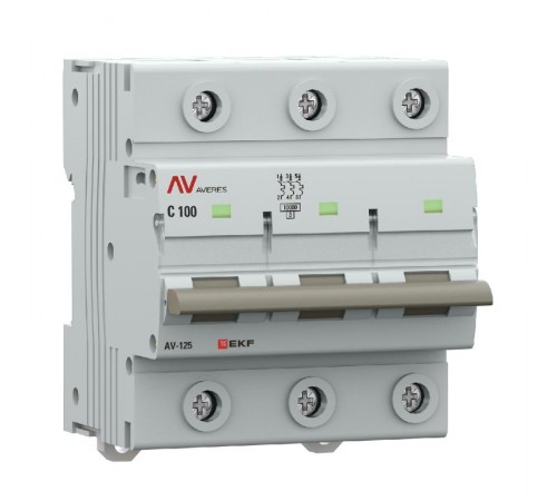Выключатель автоматический AV-125 3P 100A (C) 10kA  AVERES mcb125-3-100C-av EKF