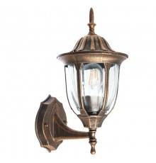 Светильник садово-парковый PL6301 шестигранный на стену вверх 60W E27 230V, черное золото  11897  Feron