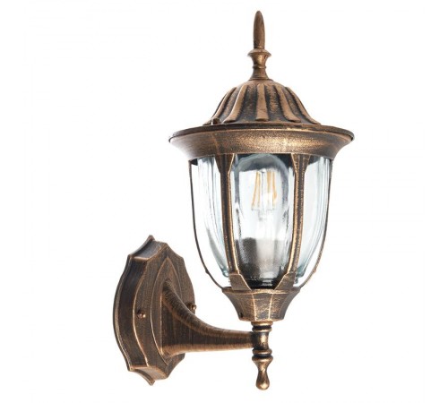 Светильник садово-парковый PL6301 шестигранный на стену вверх 60W E27 230V, черное золото  11897  Feron