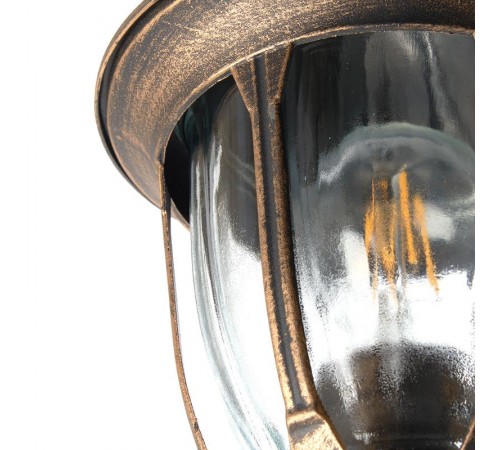 Светильник садово-парковый PL6301 шестигранный на стену вверх 60W E27 230V, черное золото  11897  Feron