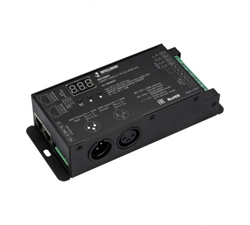 INTELLIGENT ARLIGHT Декодер SMART-DMX512-104-83-RDM-SUF (12-48V, 4x8A, XLR3/RJ45) (IARL, IP20 Металл, 5 лет)  023823(1)  Arlight