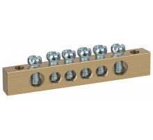 Шина  NO-122-20 PEN земля-ноль 8х12мм 6/2 латунная крепеж по краям   Б0047235  ЭРА