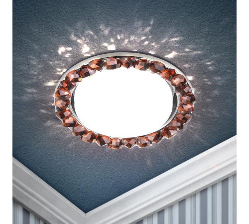 Светильник точечный встраиваемый под лампу DK82 13Вт GX53 хром/коричневый  Б0020572  ЭРА