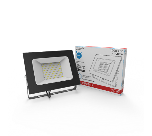 Прожектор светодиодный  Elementary 200W 17000lm IP65 6500К ПРОМО G2 черный 1/6  613100200P  Gauss