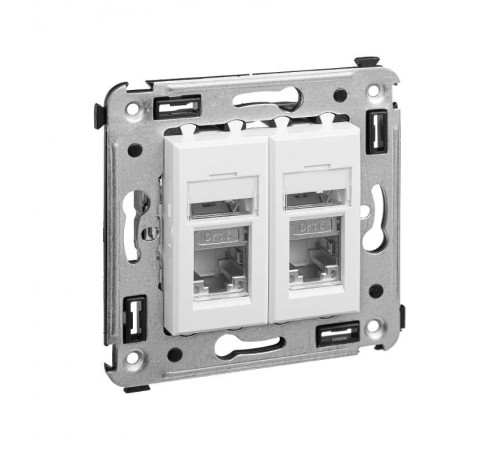 Розетка RJ-45 в стену, кат.6 двойная экранированная, Avanti, "Белое облако"  4400394  DKC