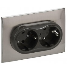 SKANDY Розетка 2-местная с з/к без з/ш 16А сб. SK-R08N никель  SK-R21-16-K50-F  IEK