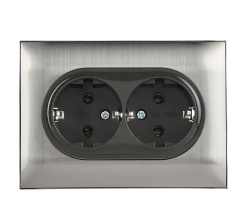 SKANDY Розетка 2-местная с з/к/ш 16А в сб. SK-R07N никель  SK-R24-16-K50-F  IEK