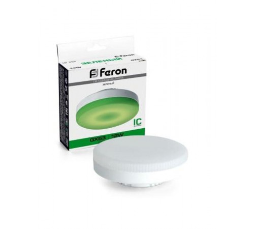 Лампа cветодиодная, (12W) 230V GX53 зеленая, LB-455  48560  FERON