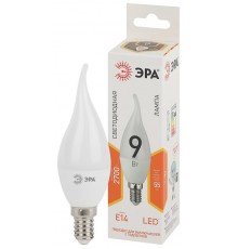 Лампа светодиодная LED BXS-9W-827-E14 Лампы СВЕТОДИОДНЫЕ СТАНДАРТ ЭРА (диод, свеча на ветру, 9Вт, тепл, E14)  Б0027973  ЭРА