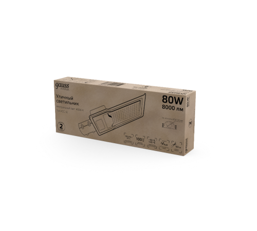 Светильник светодиодный консольный LED Avenue IP65 420*160*57 80W 8000lm 4000K 190-250V КСС "Ш" 1/10  629534280  Gauss