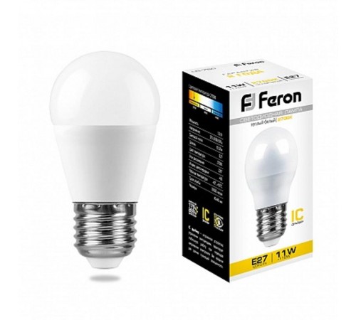 Лампа светодиодная LB-750 (11W) 230V E27 2700K G45  25949  FERON