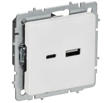 BRITE Розетка USB A+C 18Вт РЮ11-1-БрАБ арктический белый   BR-U22-018-K91  IEK