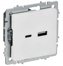 BRITE Розетка USB A+C 18Вт РЮ11-1-БрАБ арктический белый   BR-U22-018-K91  IEK