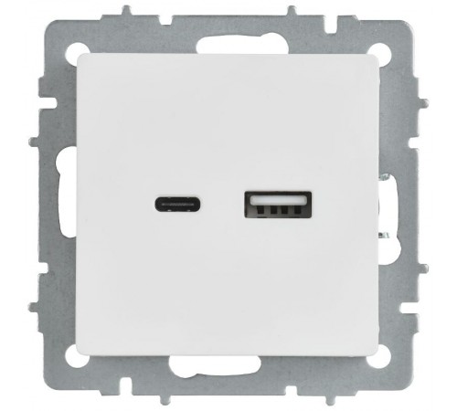 BRITE Розетка USB A+C 18Вт РЮ11-1-БрАБ арктический белый   BR-U22-018-K91  IEK