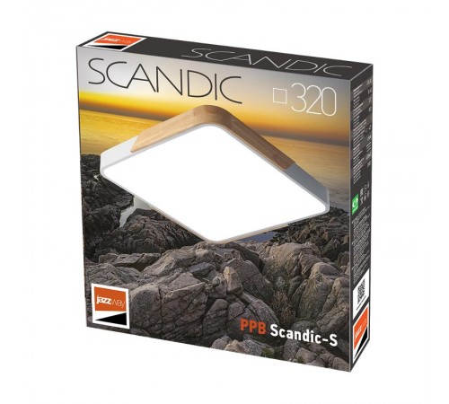Светильник светодиодный бытовой PPB Sсandic-S 36w 4000K GR/W с деревянной планкой IP20 330*330*50  .5037373  JAZZWAY