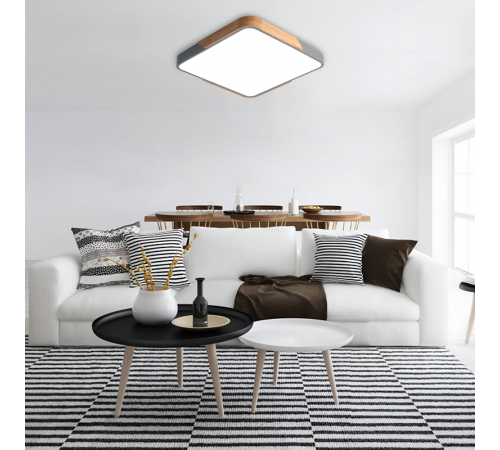 Светильник светодиодный бытовой PPB Sсandic-S 36w 4000K GR/W с деревянной планкой IP20 330*330*50  .5037373  JAZZWAY