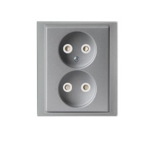 Розетка Double Shuko 16А 230В, без заземления, Impressivo, алюминий  302UJ-83   2TKA00000338  ABB