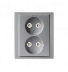 Розетка Double Shuko 16А 230В, без заземления, Impressivo, алюминий  302UJ-83   2TKA00000338  ABB