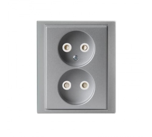Розетка Double Shuko 16А 230В, без заземления, Impressivo, алюминий  302UJ-83   2TKA00000338  ABB