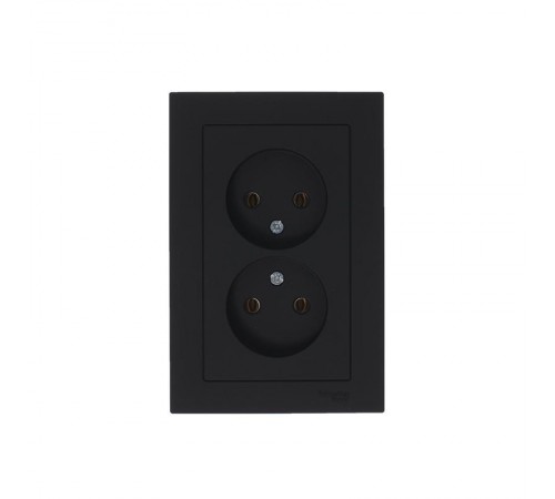 AtlasDesign Карбон Розетка без заземления двойная, 16А, (в сборе с рамкой)  ATN001020  SE