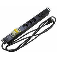 SHE19-3SH-2IEC-B-2.5EU Блок розеток для 19" шкафов, горизонтальный, 3 розетки Schuko, 2 розетки IEC320 C13, 482.6x44.4x44.4мм  397015  Hyperline