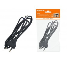 Шнур с плоской вилкой ШУ02 ШВВП 2х0,75мм2 1,7 м. черный  SQ1305-0012  TDM