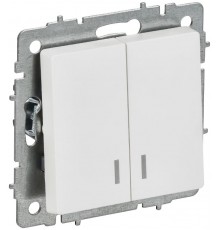 BRITE Выключатель 2-клавишный с индикацией 10А ВС10-2-1-БрАБ арктический белый   BR-V20-1-10-K91  IEK