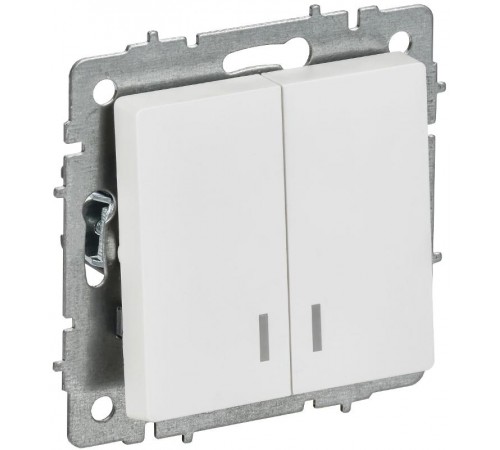 BRITE Выключатель 2-клавишный с индикацией 10А ВС10-2-1-БрАБ арктический белый   BR-V20-1-10-K91  IEK