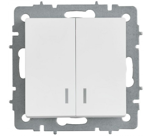 BRITE Выключатель 2-клавишный с индикацией 10А ВС10-2-1-БрАБ арктический белый   BR-V20-1-10-K91  IEK