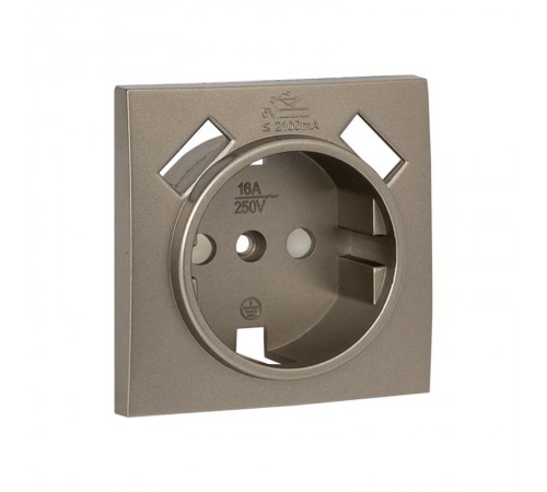 Валенсия лицевая панель розетки 1-местной с/з 16А кашемир с защ. штор. с 2 USB 2,1А EKF PROxima   ESR16-L-028-40-2USB   EKF