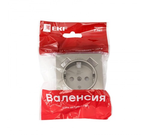Валенсия лицевая панель розетки 1-местной с/з 16А кашемир с защ. штор. с 2 USB 2,1А EKF PROxima   ESR16-L-028-40-2USB   EKF