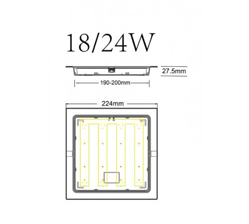 Светильник светодиодный встраиваемый LED 18-24-6K квадратный 24Вт 6500К  Б0057430  ЭРА