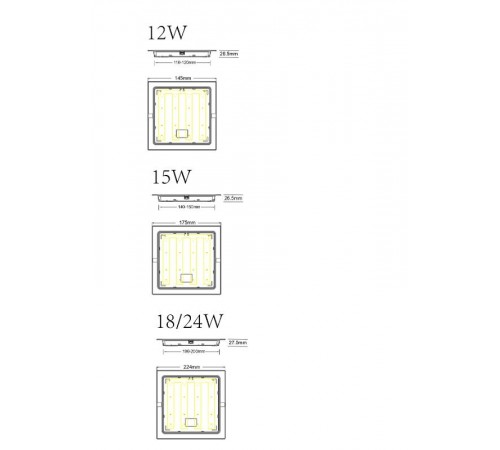 Светильник светодиодный встраиваемый LED 18-12-6K квадратный 12Вт 6500К  Б0057444  ЭРА